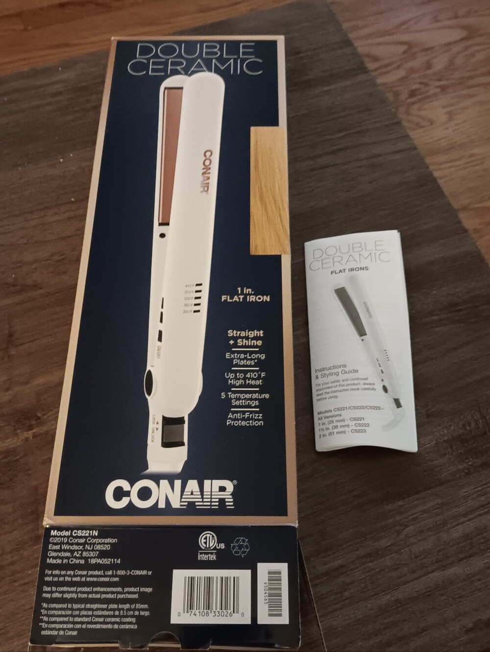 Conair Double Ceramic 1" Flat Iron in White Rose Gold CS221N in Box